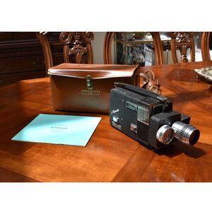 Rare Wittnauer Cine-Twin Zoom 800 8mm Movie Camera 1962 USA w/ Case & Manual